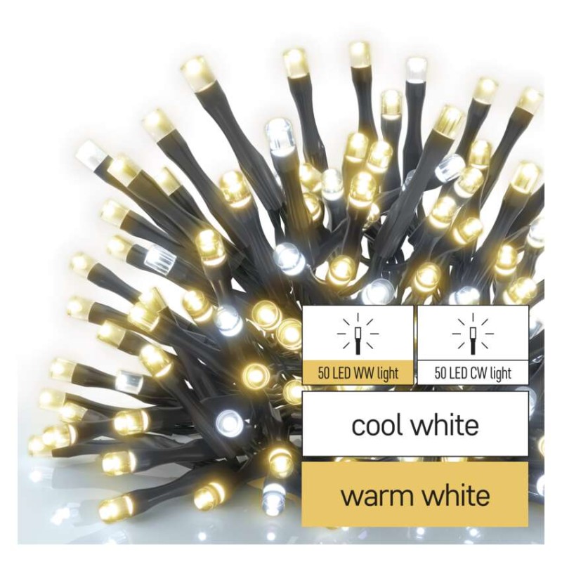 Standard LED spojovací vánoční řetěz, 10 m, venkovní, teplá/studená bílá