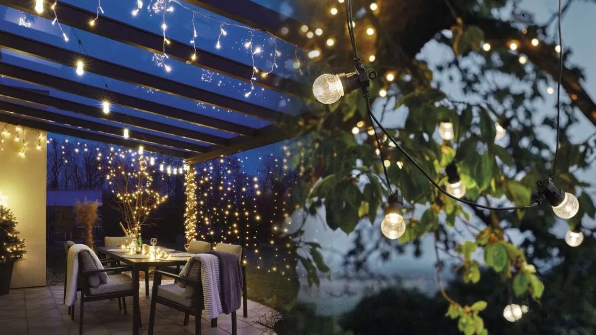 Hogyan díszítsünk egy nyári teraszt? Fedezze fel a LED-füzéreket, az összekötő fényláncokat és a színes kültéri világítást.