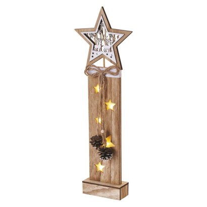 Levně EMOS DCWW10 LED dekorace dřevěná – hvězdy, 48 cm, 2x AA