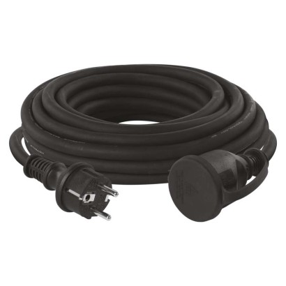 Venkovní prodlužovací kabel 10 m / 1 zásuvka / černý / guma-neopren / 230 V / 2,5 mm2