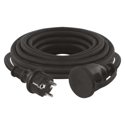 Venkovní prodlužovací kabel 5 m / 1 zásuvka / černý / guma-neopren / 250 V / 1,5 mm2