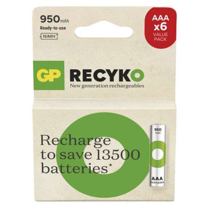 Levně Nabíjecí baterie GP ReCyko 950 AAA (HR03), 6 ks 1032126090