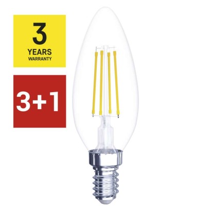 Levně 3 + 1 zdarma – LED žárovka Filament svíčka / E14 / 6 W (60 W) / 810 lm / neutrální bílá