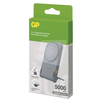 Powerbanka GP Q05B, 5 000 mAh, 20 W+Wireless, černá