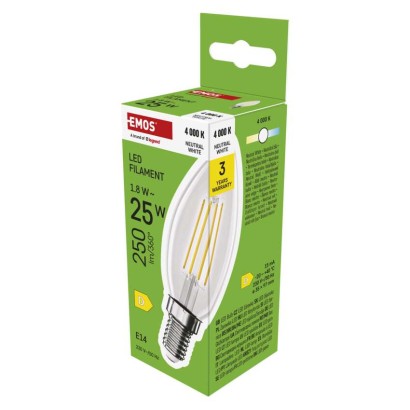 LED žárovka Filament svíčka / E14 / 1,8 W (25 W) / 250 lm / neutrální bílá