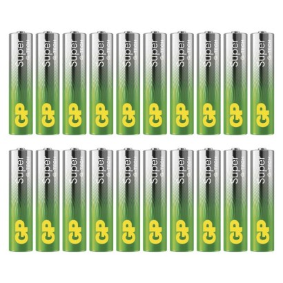 Alkalická baterie GP Super Alkaline AAA (LR03), 20 ks