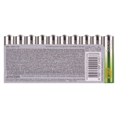 Alkalická baterie GP Super Alkaline AAA (LR03), 20 ks