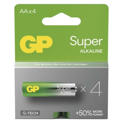 Alkalická baterie GP Super AA (LR6), 4 ks