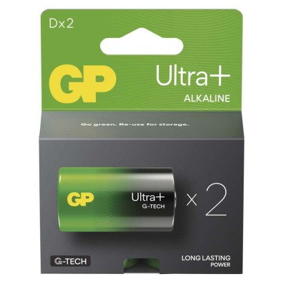 Alkalická baterie GP Ultra Plus D (LR20), 2 ks