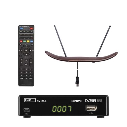 Zestaw dekoder DVB T2 + antena pokojowa EM-9041