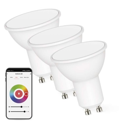 Sada GoSmart: 3x LED žárovka GU10 / 4,8W / RGB / stmívatelná / WiFi