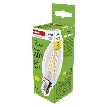 EMOS LED žárovka Filament svíčka / E14 / 3,4 W (40 W) / 470