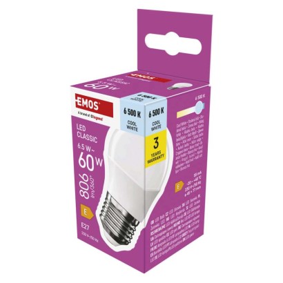 EMOS LED žárovka Classic Mini Globe / E27 / 6,5 W (60 W) / 8