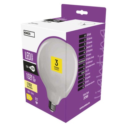 EMOS LED žárovka Filament G125 11W E27 teplá bílá