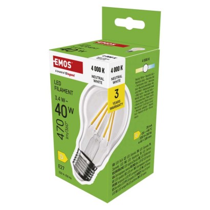 EMOS LED žárovka Filament A60 / E27 / 3,4 W (40 W) / 470 lm