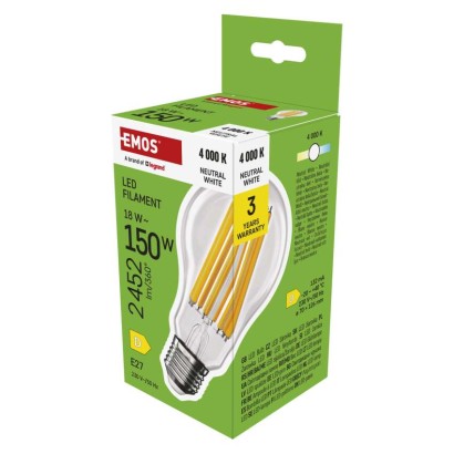 EMOS LED žárovka Filament A70 / E27 / 18 W (150 W) / 2452 lm