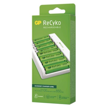 GP Akkumulátor töltő Eco E811 + 4× AA 2100 + 4× AAA