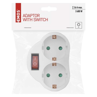 Lülitiga mitmikpistikupesa, 2x ümar