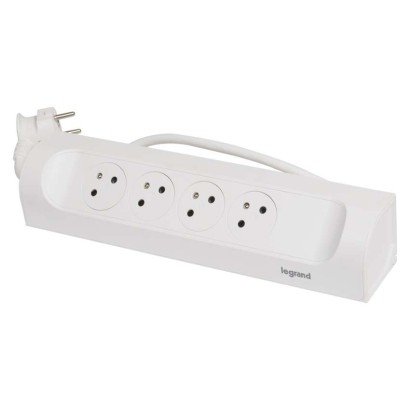 Legrand prodlužovací kabel 1 m / 4 zásuvky / bílá-černá / PVC / 1,5 mm2