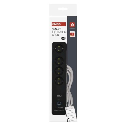 GoSmart Okos hosszabbító-elosztó 2 m/4 konnektorral/kapcs./PVC/USB-vel és wifivel/1,5 mm2