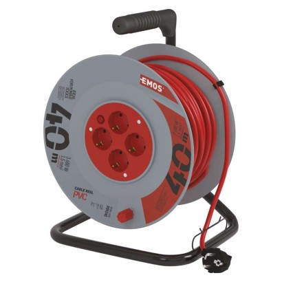 Pagarinātāja spole, 40 m / 4 kontaktligzdas / oranža / PVH / 230 V / 1,5 mm2