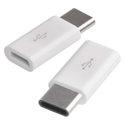 Adaptér micro USB-B 2.0 / USB-C 2.0, bílý, 2 ks