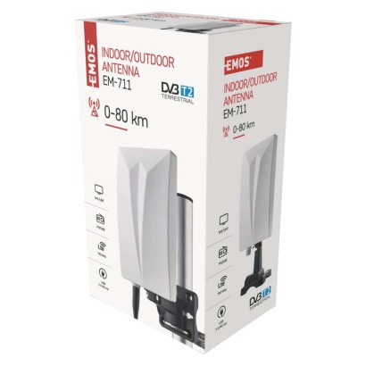 Antena uniwersalna EM-711, 0–80 km, DVB-T2, DAB, FM, filtr LTE/4G