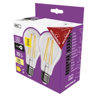 LED žárovka Filament A60 / E27 / 5,9 W (60 W) / 806 lm / teplá bílá