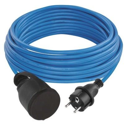 Počasí odolný prodlužovací kabel 10 m / 1 zásuvka / modrý / PVC / 230 V / 1,5 mm2