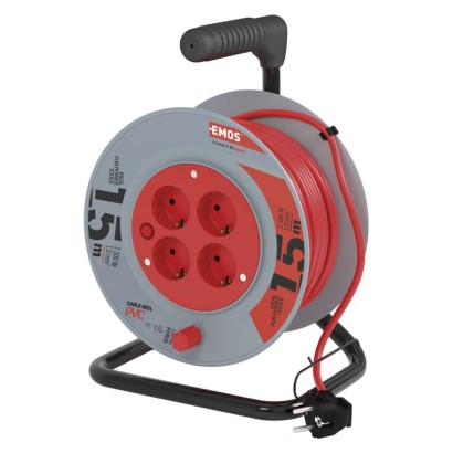 Ilginamojo kabelio ritė 15 m / 4 lizdai / juoda / PVC / 230 V / 1 mm2 