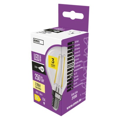 LED spuldze Filament Mini Globe / E14 / 1,8 W (25 W) / 250 lm / silti balta