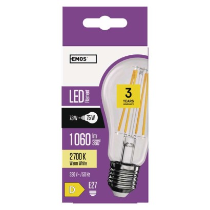 Żarówka LED Filament A60 / E27 / 7,8W (75W) / 1060 lm / ciepła biel