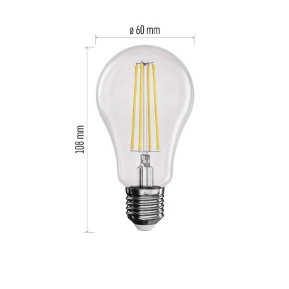 LED izzó Filament A60 / E27 / 11 W (100 W) / 1 521 lm / természetes fehér