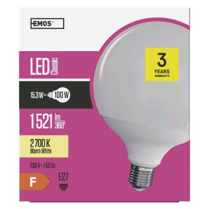 LED izzó Classic gömb / E27 / 15,3 W (100 W) / 1 521 lm / meleg fehér