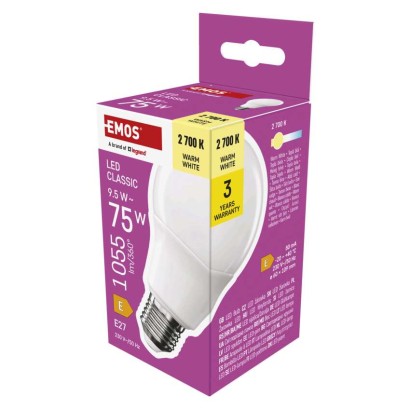 8 + 2 nemokamai – LED lemputė Classic A60 / E27 / 9,5 W (75 W) / 1 055 lm / šilta balta