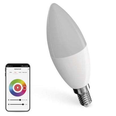 LED spuldze GoSmart Candle / E14 / 4,8 W (40 W) / 470 lm / RGB / aptumšojams / Zigbee