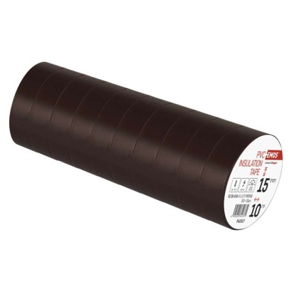 PVC izoliacinė juosta 15 mm / 10 m, ruda, 10 vnt.