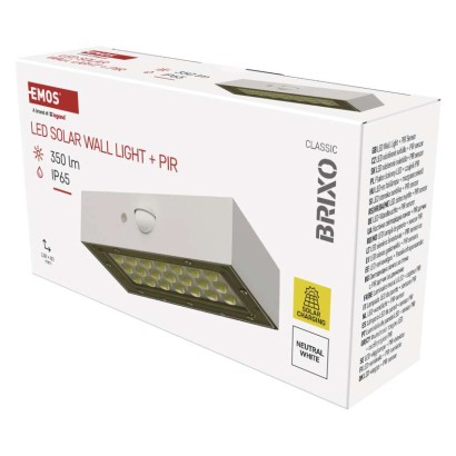 LED gaismeklis BRIXO ar PIR, white, neitrāli balts