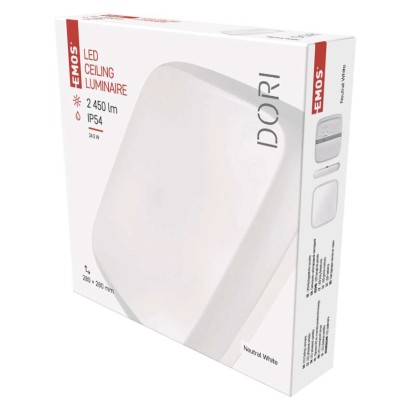 LED lampa DORI, 28 x 28 cm, 24 W, neitrāli balta, IP54
