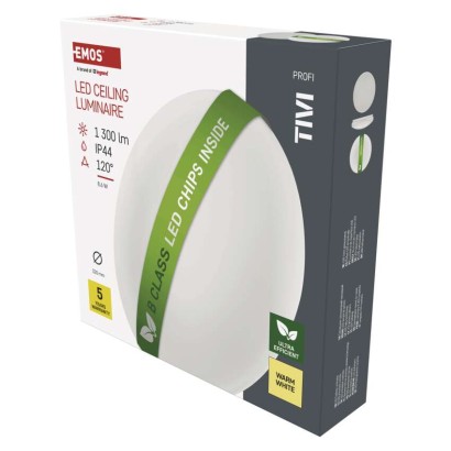 LED lubinis šviestuvas TIVI, B CLASS, apvalus, baltas, 8,6W, IP44, Šilta balta