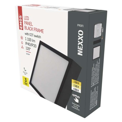 LED lampa NEXXO, melna, 17 x 17 cm, 12,5 W, silti/neitrāli balta