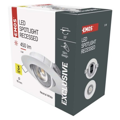 3 vnt. – LED prožektorius SIMMI 9 cm, 5 W, neutraliai baltas