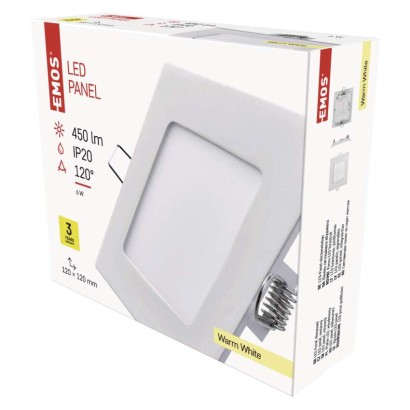 LED gaismeklis PROFI, balts, 12 x 12 cm, 6 W, silti balts