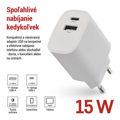 Univerzálny USB adaptér BASIC do siete 15 W max.