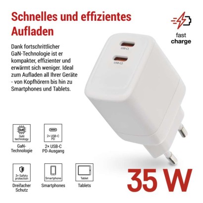 USB Netzadapter GaN PD 35 W max.