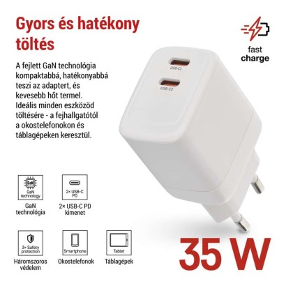 EMOS Univerzális USB töltő GaN PD 35 W max.
