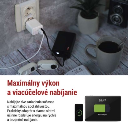 Univerzálny USB adaptér GaN do siete PD 20 W max.