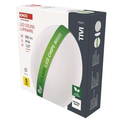 LED lubinis šviestuvas TIVI, A CLASS, apvalus, baltas, 5,2W, IP44, Neutrali balta