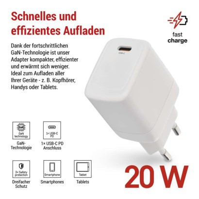 USB Netzadapter GaN PD 20 W max.