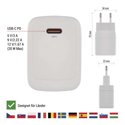 USB Netzadapter GaN PD 20 W max.